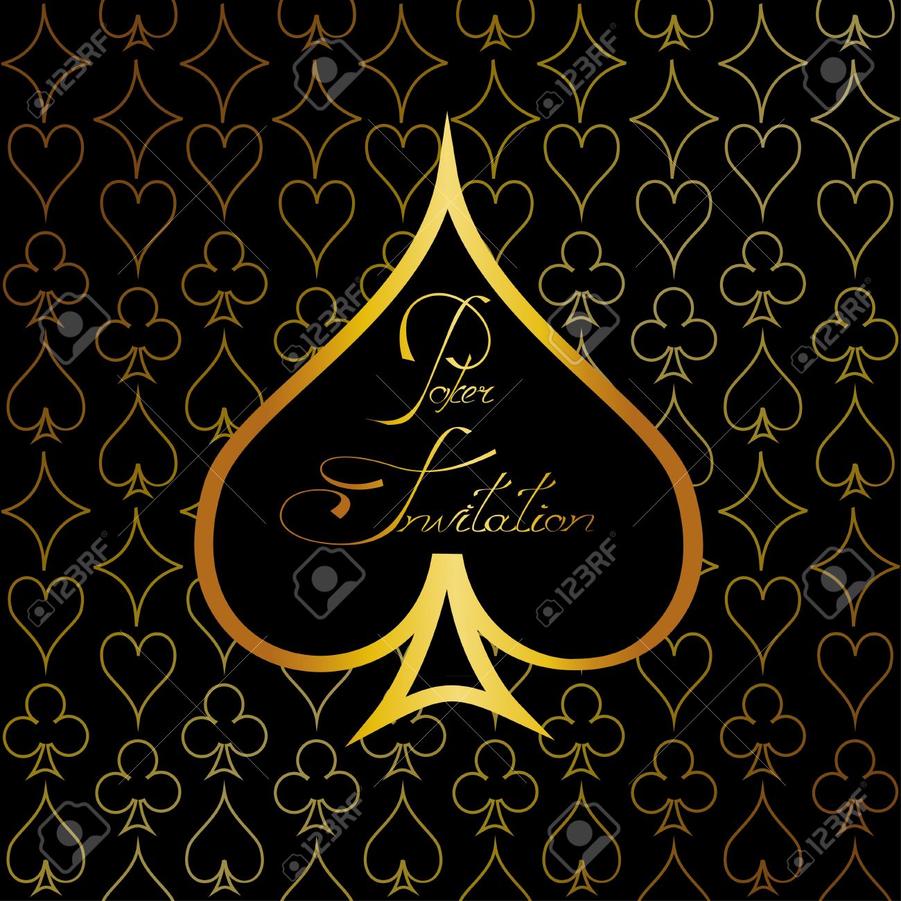 Gold Casino Background Or Invitation For Poker With Suits Of Playing Cards  Royalty Free SVG, Cliparts, Vectors, and Stock Illustration. Image 19969734.