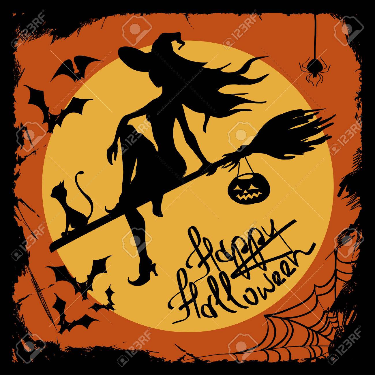 美しい花の画像 新着ハロウィン イラスト 魔女 シルエット