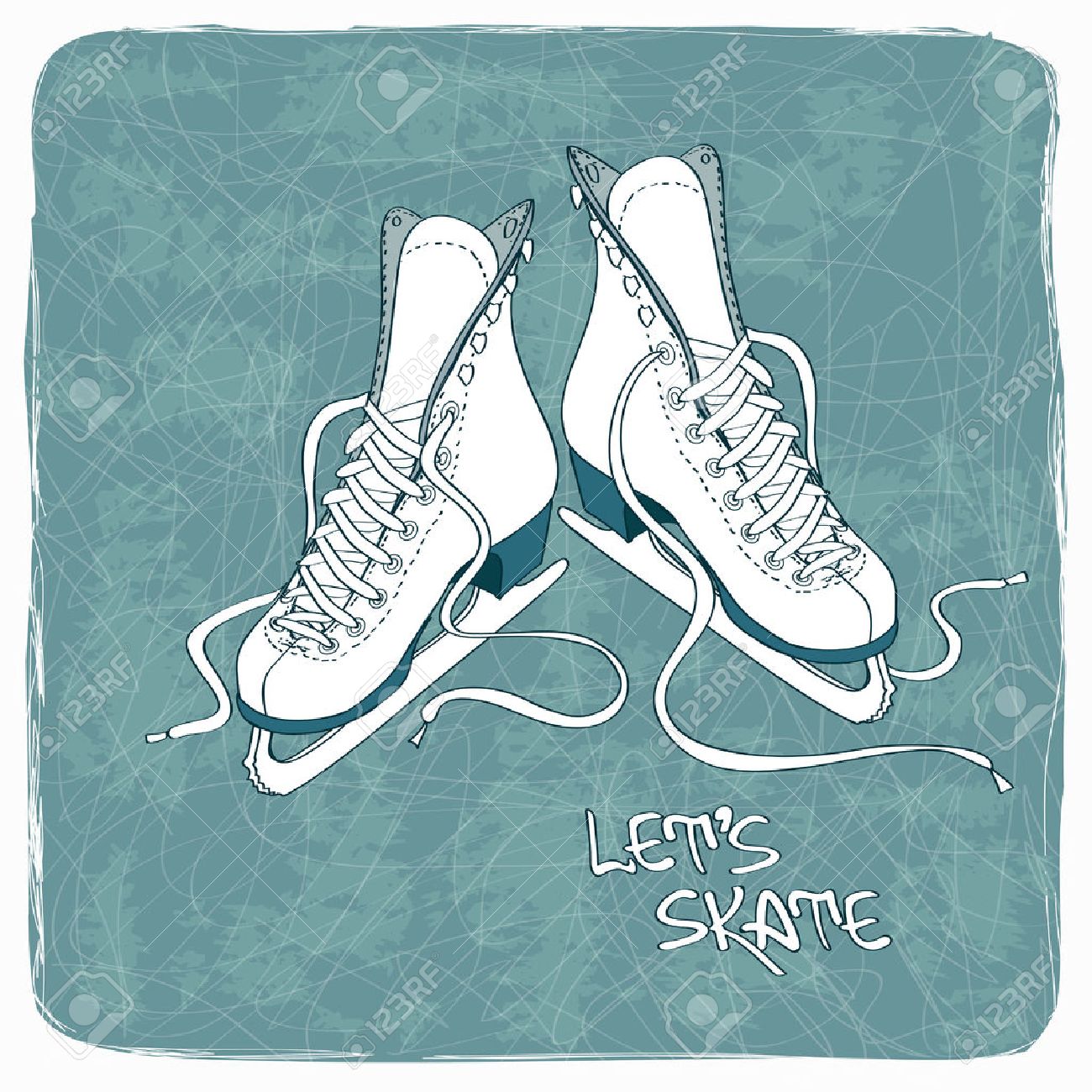 フィギュア スケート上のビンテージ アイス スケート リンクの背景と図