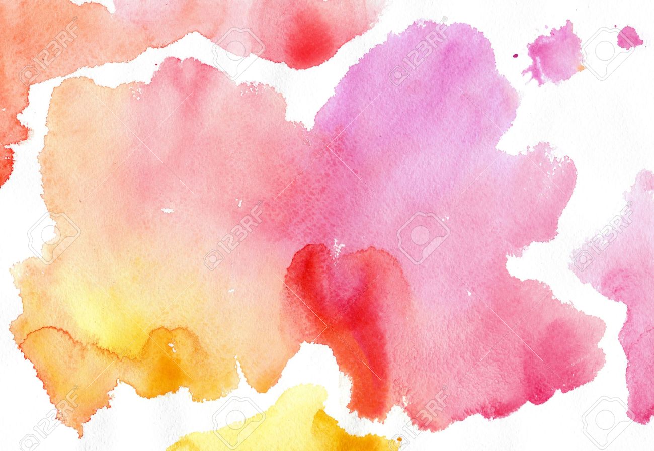 pink yellow watercolor spots on a white background stock photo pinkyellow