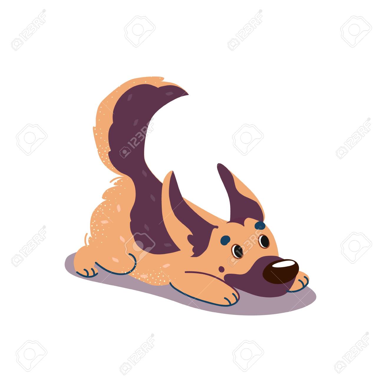 Vector Illustration Of A German Shepherd. Cute Puppy In A Playful Pose.  Flat Style, Brown Color Dog. Isolated On White. Royalty Free SVG, Cliparts,  Vectors, and Stock Illustration. Image 153989156., image size:1300x1300