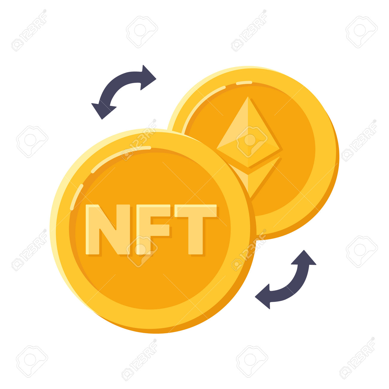 Nft 기술, 이더리움 코인. 블록체인 기술 에테르, 무현금 교환. 벡터 일러스트 레이 션 로열티 무료 사진, 그림, 이미지 그리고  스톡포토그래피. Image 194865747