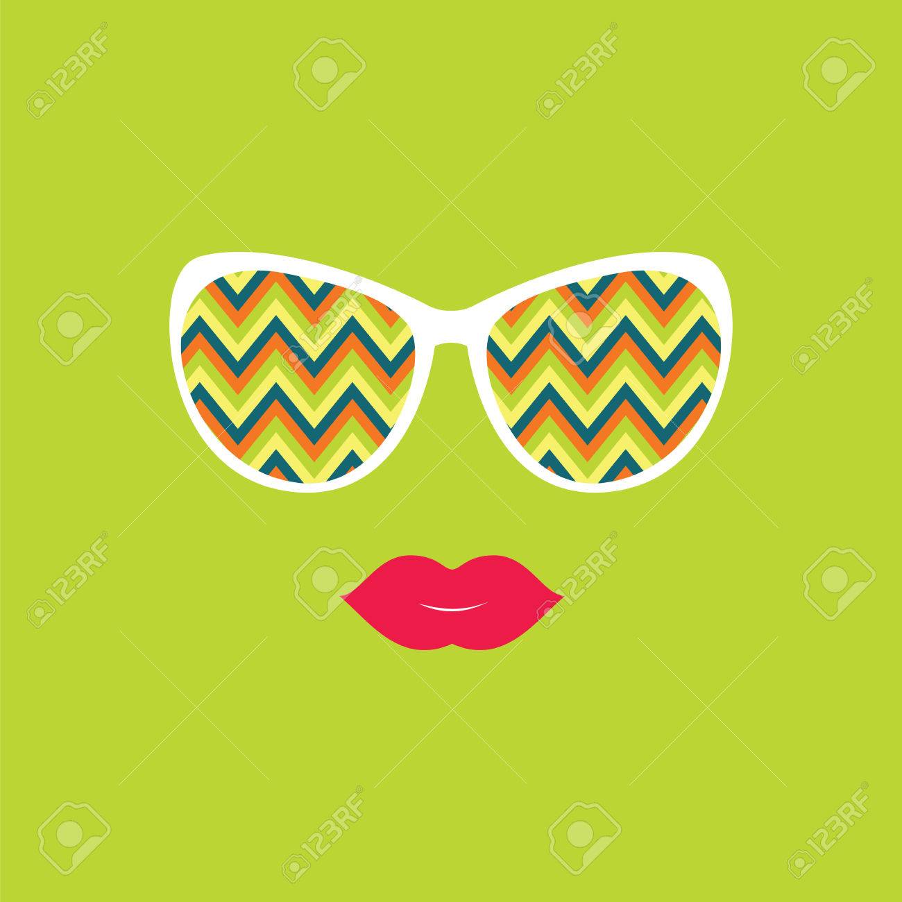 sunglasses and lips vector illustration hipster theme print