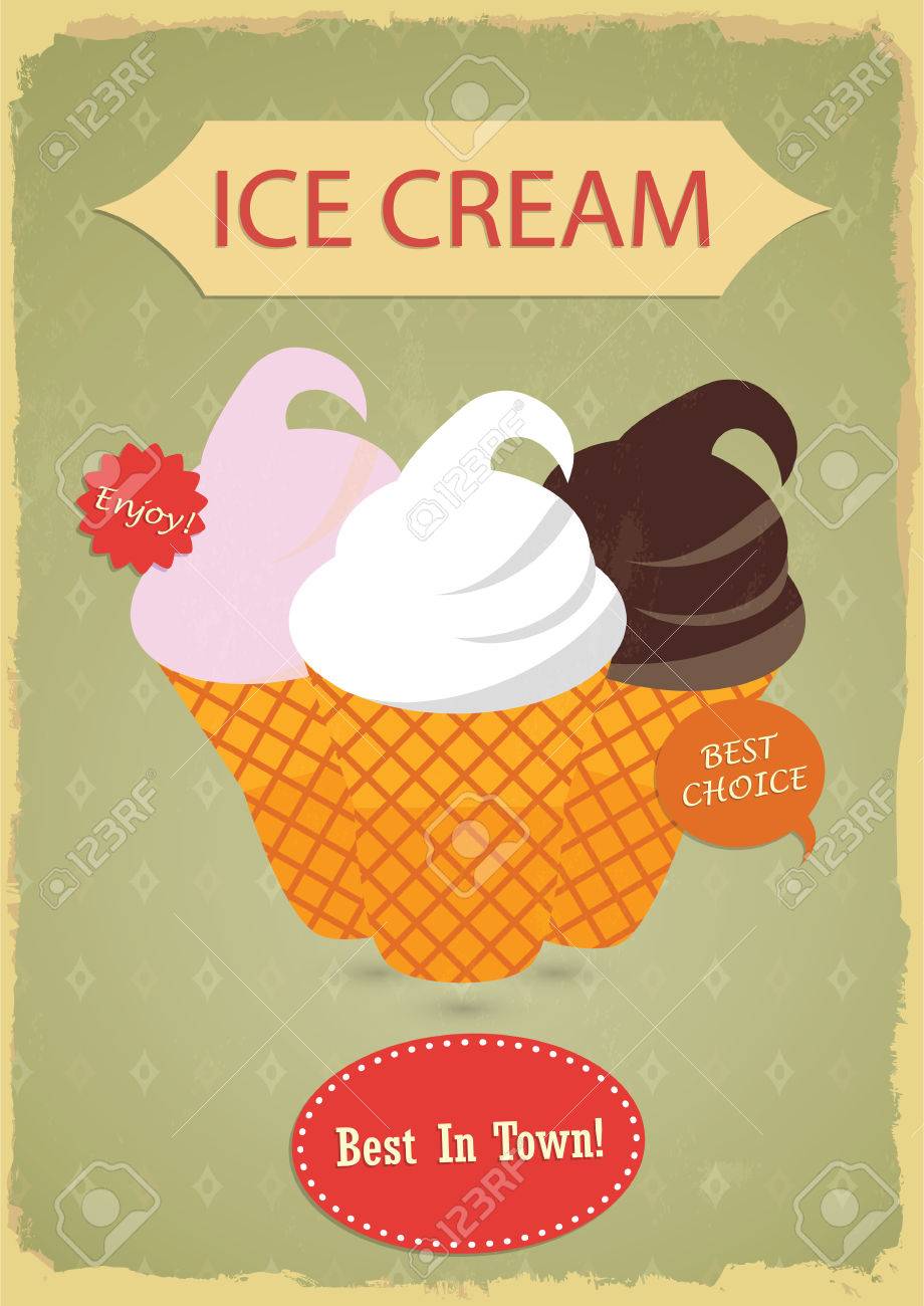 ビンテージ アイス クリームのポスター デザイン のイラスト素材 ベクタ Image
