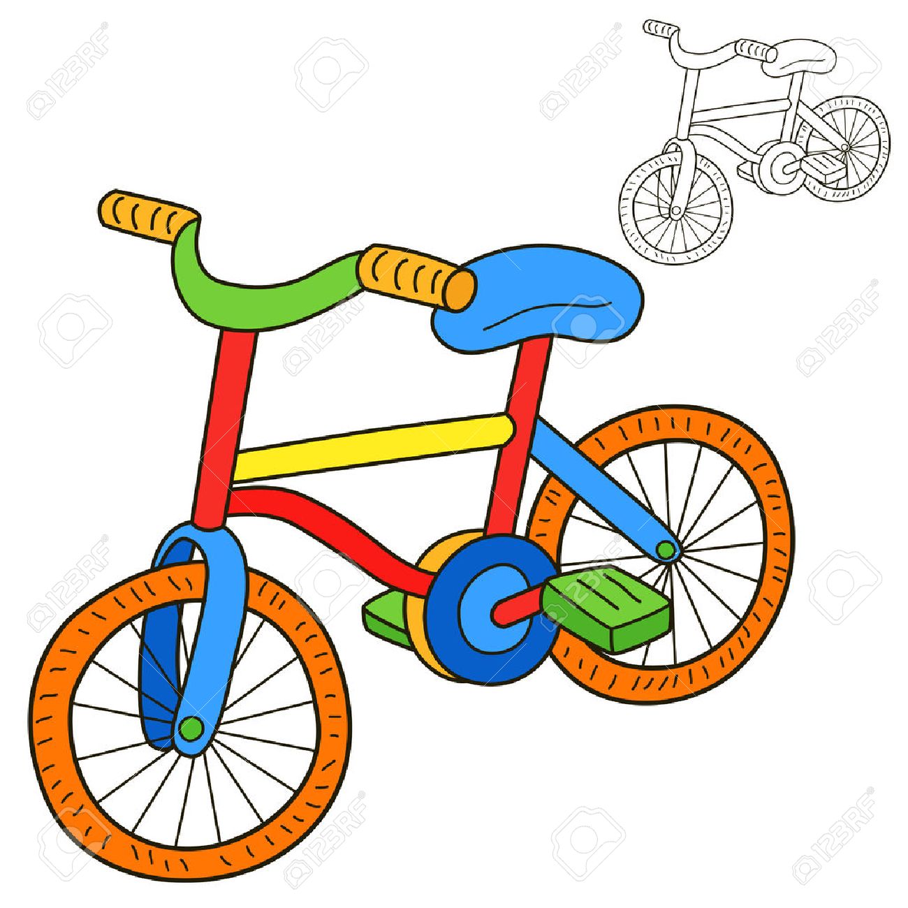 Vélos Pour Page D un Livre De Coloriage Clip Art Libres De Droits Banque d images Vélos pour page d un livre de coloriage