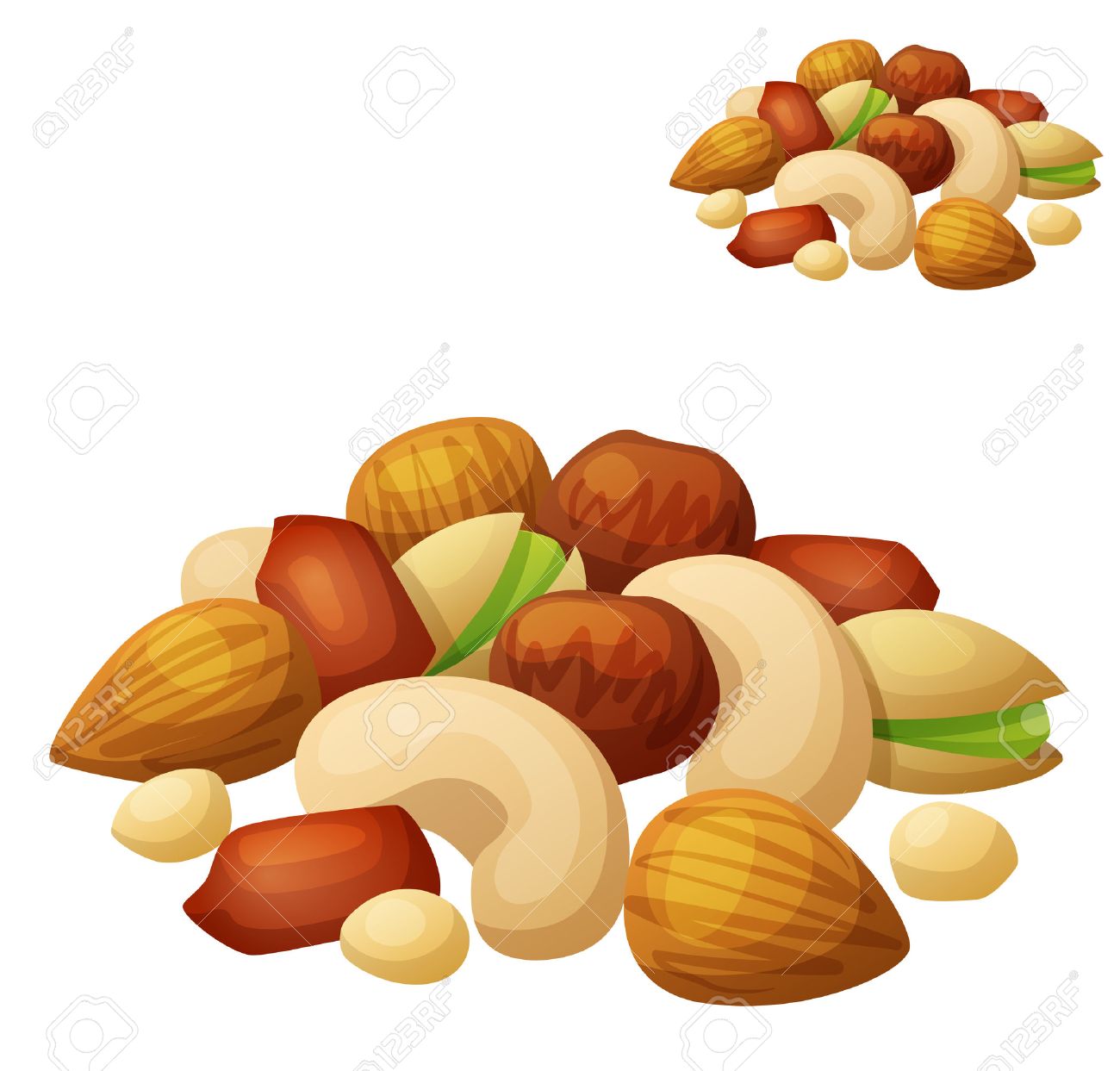 ナッツは 白い背景で隔離 漫画のベクトルのアイコン 食べ物 飲み物 料理の食材のシリーズ のイラスト素材 ベクタ Image