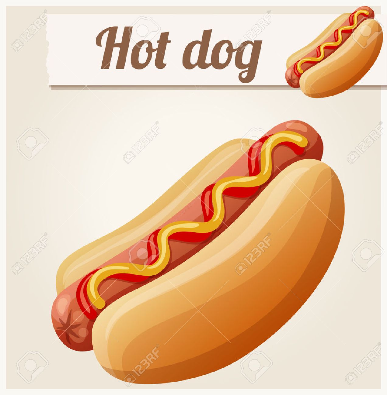 Hot dog. Detailed vector icon. Series of food and drink and ingredients for cooking. - 53778335 Hot dog. Detailed vector icon. Series of food and drink and ingredients for cooking. - 53778335