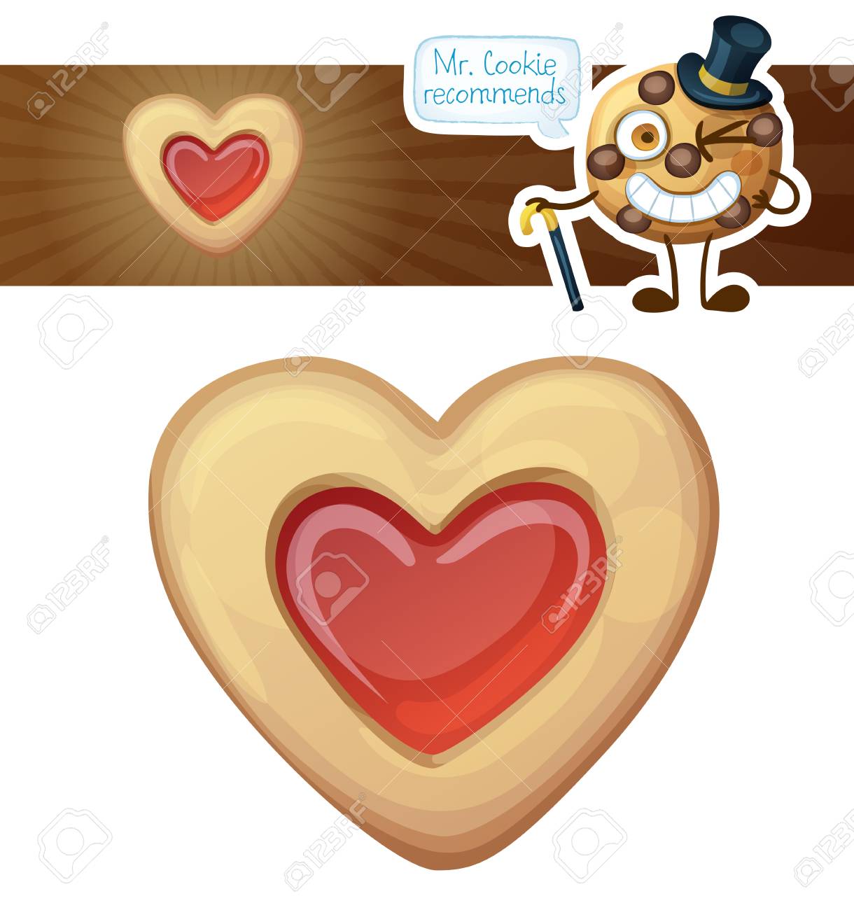 ジャムいっぱいハート クッキーのイラスト のイラスト素材 ベクタ Image