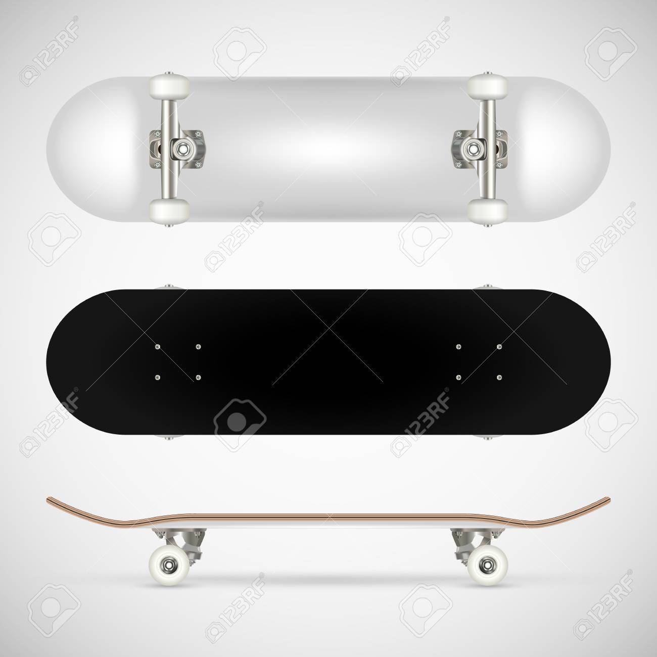 realistic blank skateboard template white royalty free cliparts