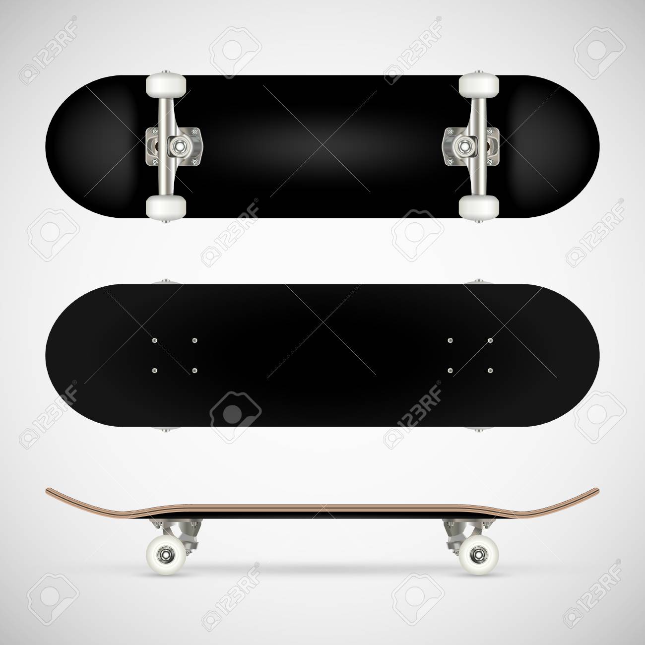 realistic blank skateboard template black skateboard template