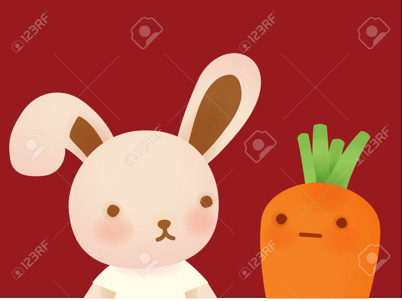 かわいいウサギとニンジンのイラスト素材 ベクタ Image かわいいウサギとニンジンのイラスト素材 ベクタ Image