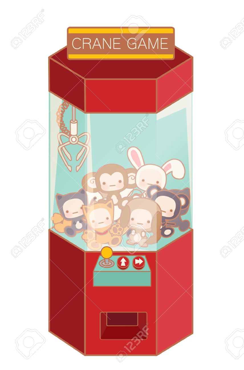 Crane Game Machine With Cute Doll And Lovely Toy Isolated On White Vector File Eps10 Royalty Free Cliparts Vectors And Stock Illustration Image