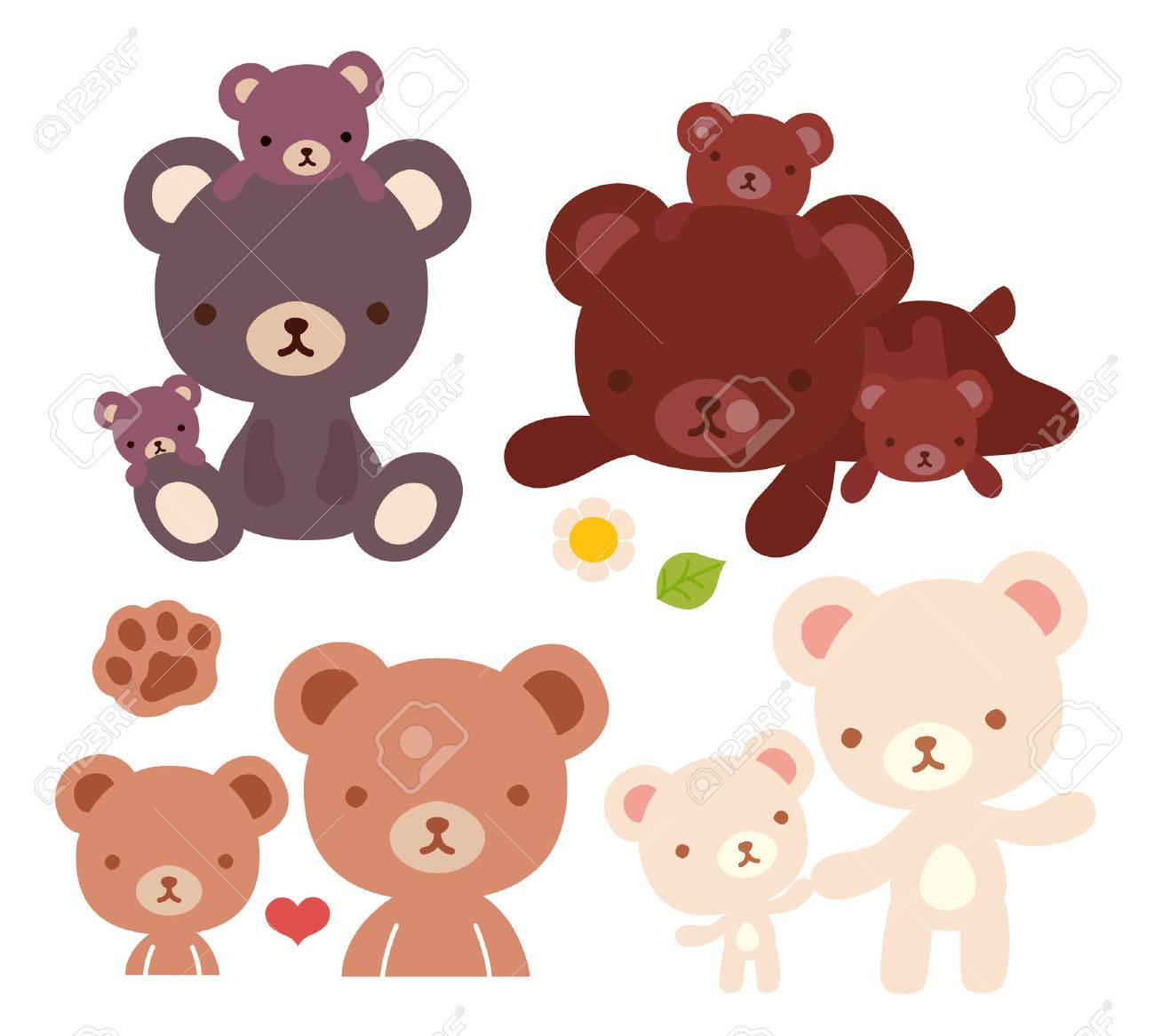 Collection De Belle Icone De Famille D Ours De Griffonnage Ours De Papa Mignon Maman Ours Kawaii Adorable Main Bebe Ours Attente Et Calin De La Famille Dans Le Style De Dessin Anime