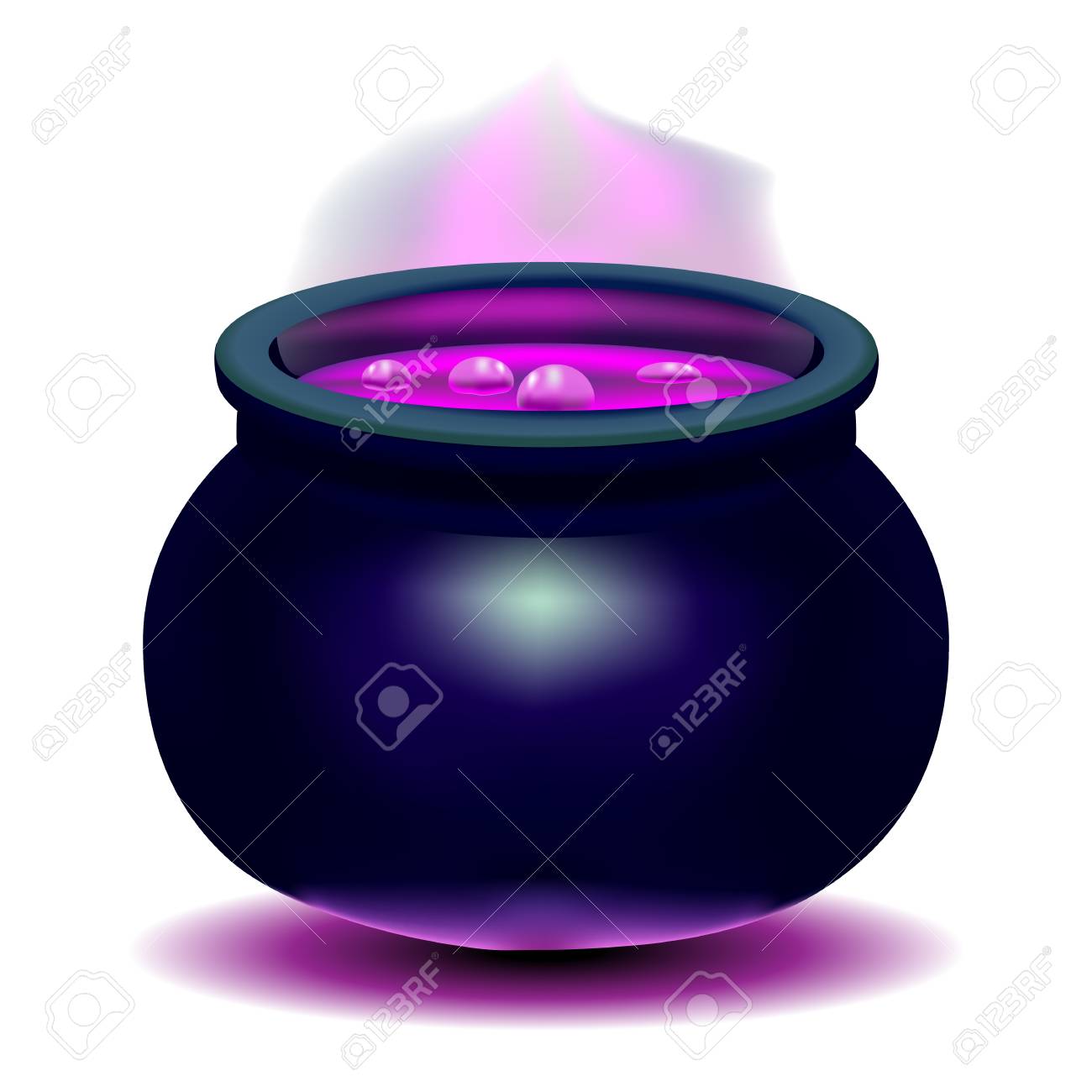 美しい 明るいベクトル イラスト 魔女の魔法のピンク ポーションで鍋 パン のイラスト素材 ベクタ Image