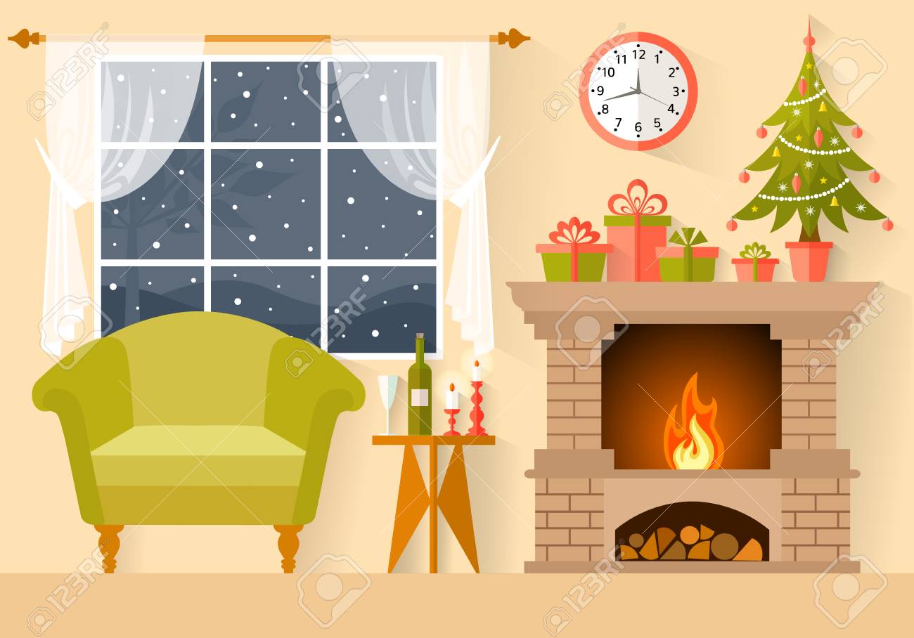 フラット スタイルのベクトル新年 S のインテリア クリスマス プレゼント クリスマス ツリー 暖炉のある部屋が装飾されています のイラスト素材 ベクタ Image フラット スタイルのベクトル新年 S のインテリア クリスマス プレゼント クリスマス ツリー 暖炉のある部屋が装飾されています のイラスト素材 ベクタ Image