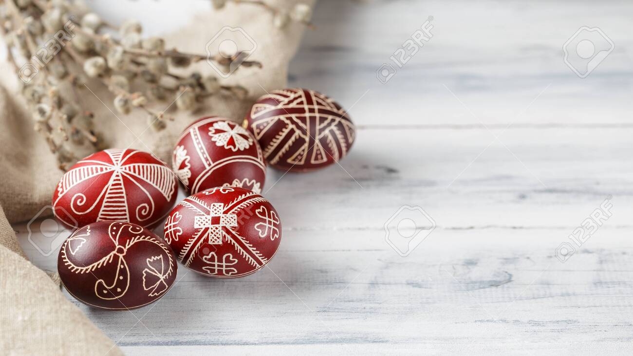 Easter Egg Written on Quail Shell Wax Resist Dyed Style Q17 Quail Pysanka