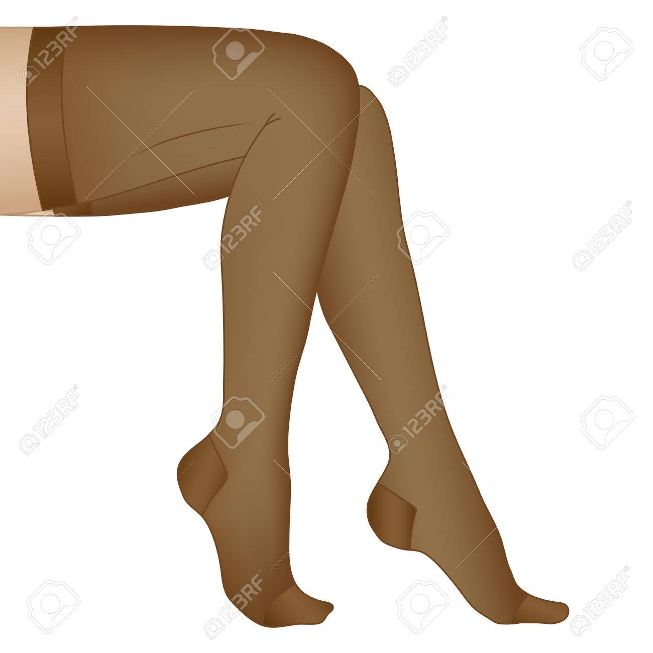細身の女性の足のための医療圧縮靴下 女性のストッキングのイラスト素材 ベクタ Image