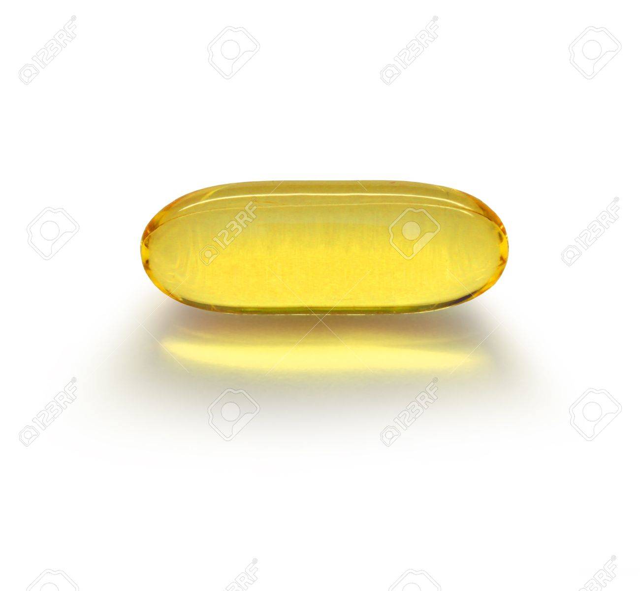白い背景の上の透明な黄色い液体コンテンツ医学カプセル の写真素材 画像素材 Image