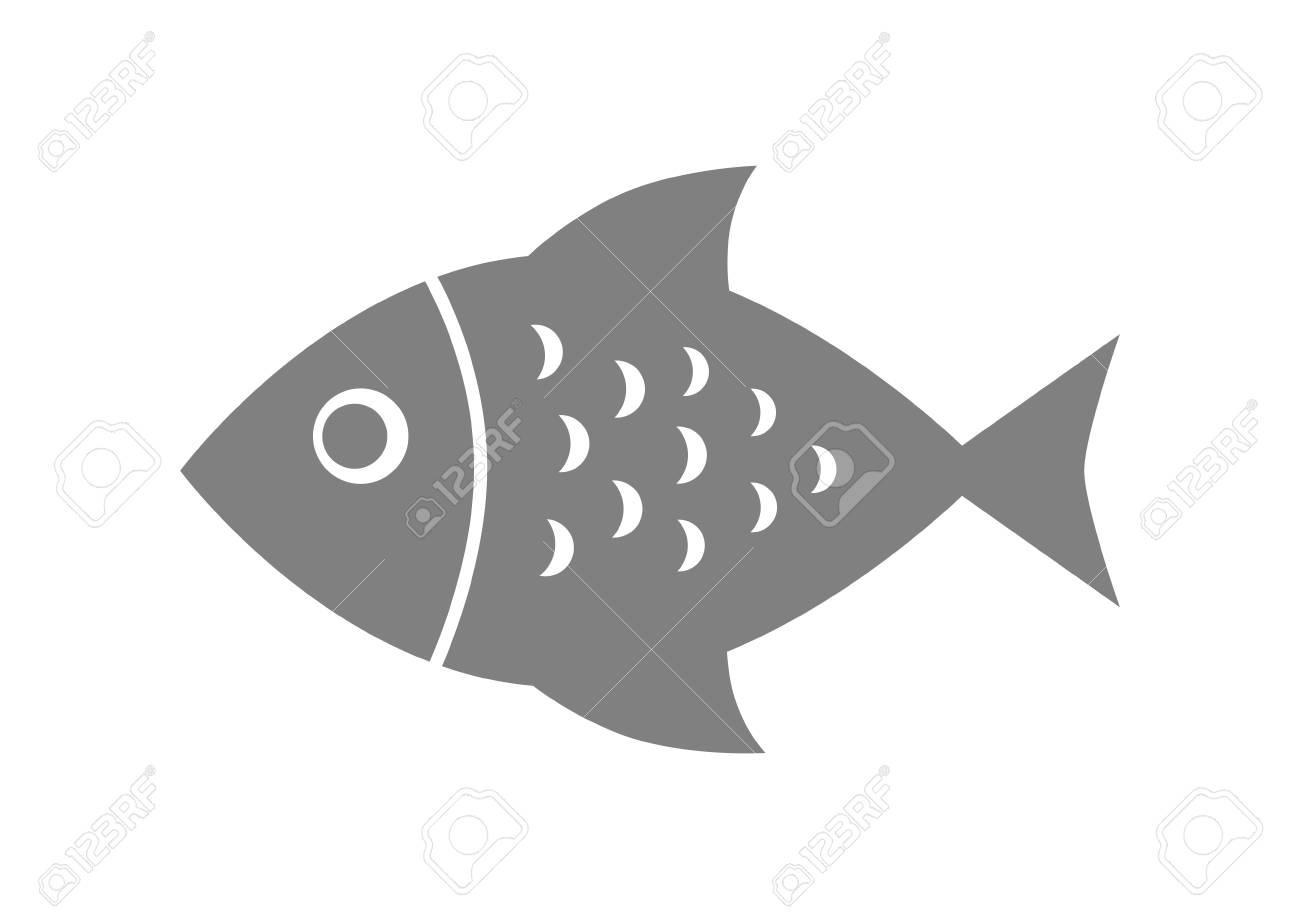 白の背景にグレーの魚アイコンのイラスト素材 ベクタ Image 白の背景にグレーの魚アイコンのイラスト素材 ベクタ Image
