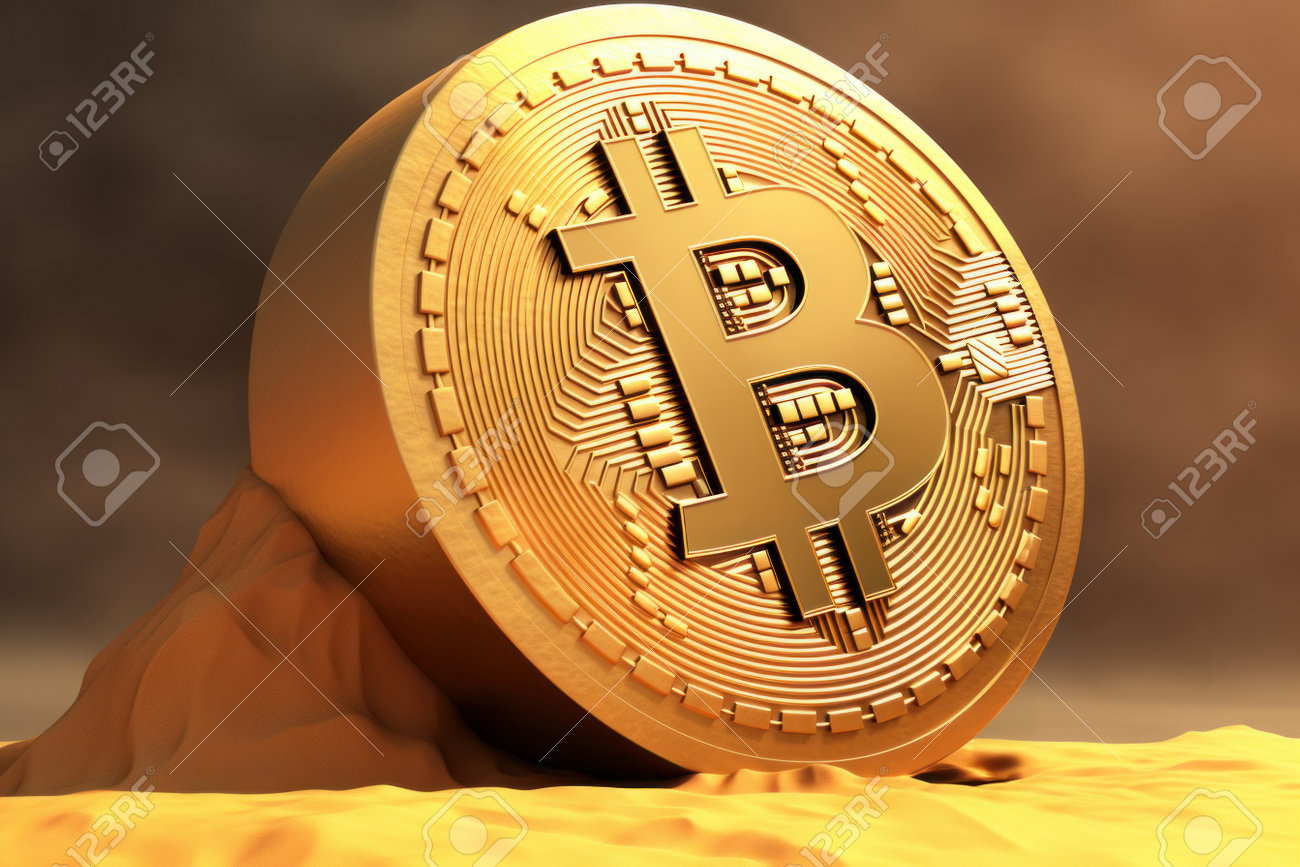 비트코인 보물, 금광 생성 AI 땅에 박힌 비트코인 동전 발굴 로열티 무료 사진, 그림, 이미지 그리고 스톡포토그래피. Image  207822585