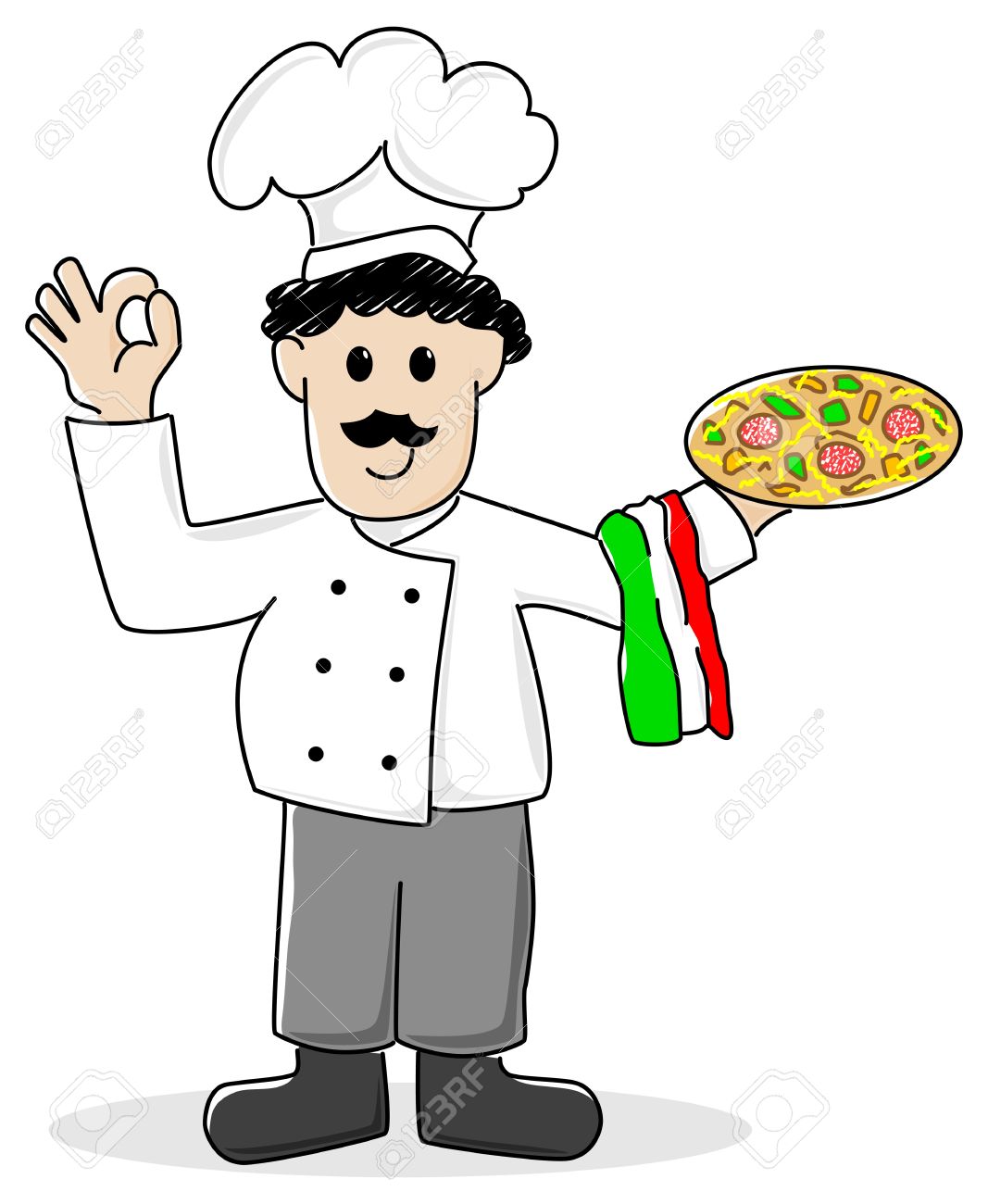 Vector Illustration Of A Cartoon Pizza Baker Royalty Free Cliparts Vectors And Stock Illustration Image