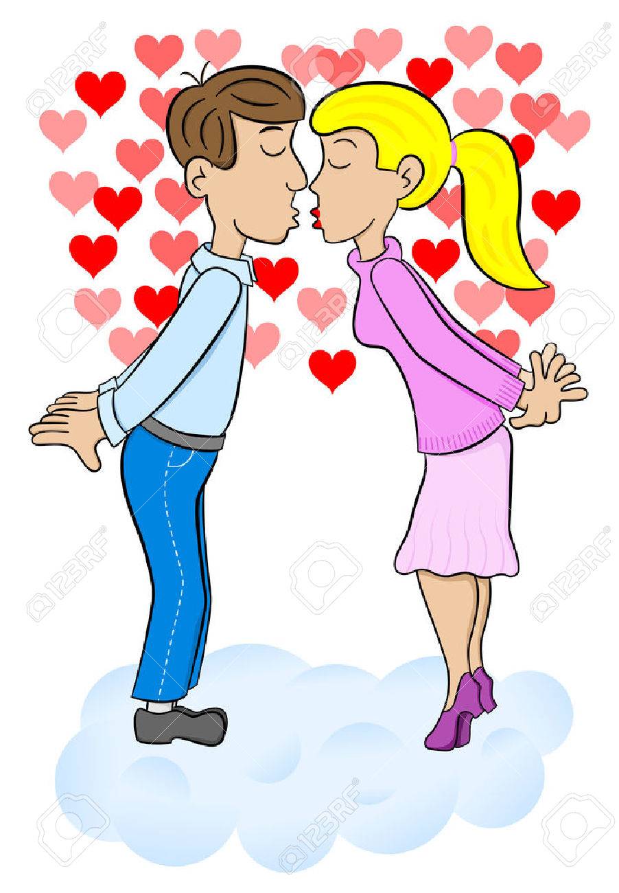 クラウド ナイン キスカップルのベクトル イラスト ロイヤリティフリー