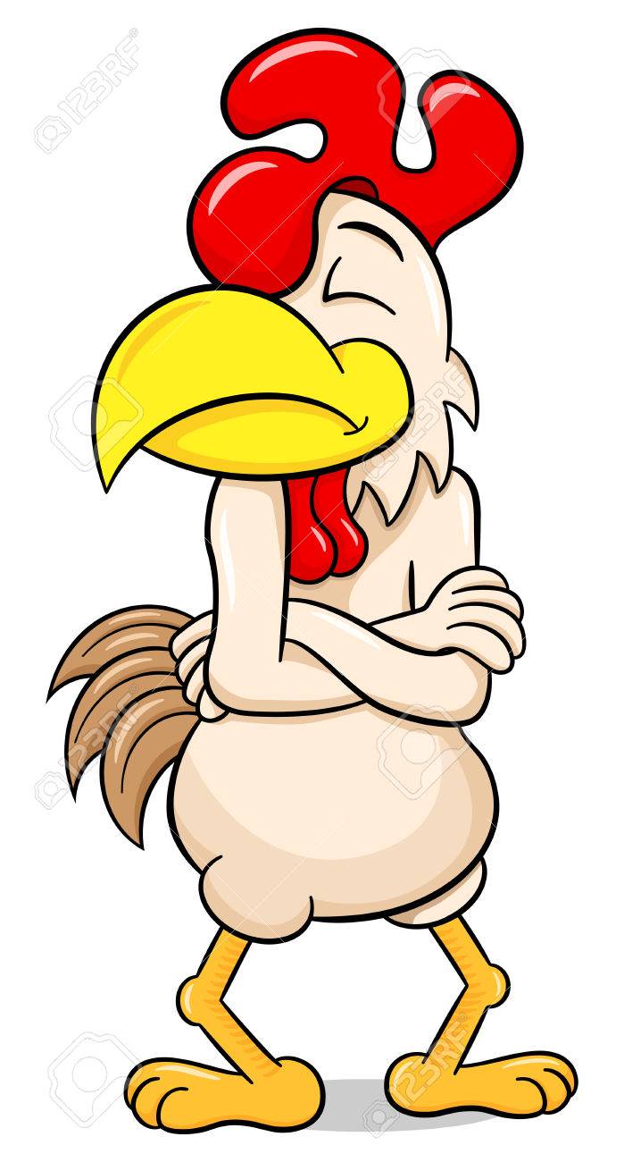 illustration of a offended cartoon chicken with crossed arms royalty