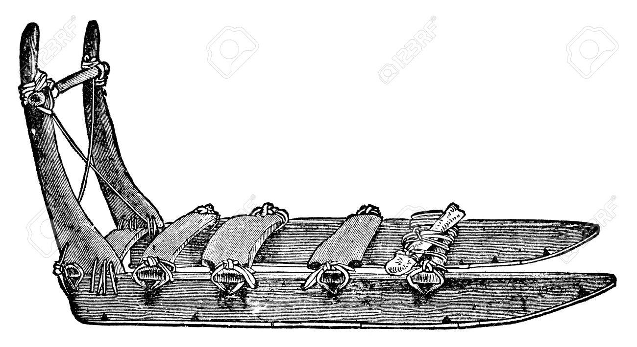 gravure victorienne d un traineau traditionnel inuit banque images et photos libres de droits image 42506836 coloriage feuilles