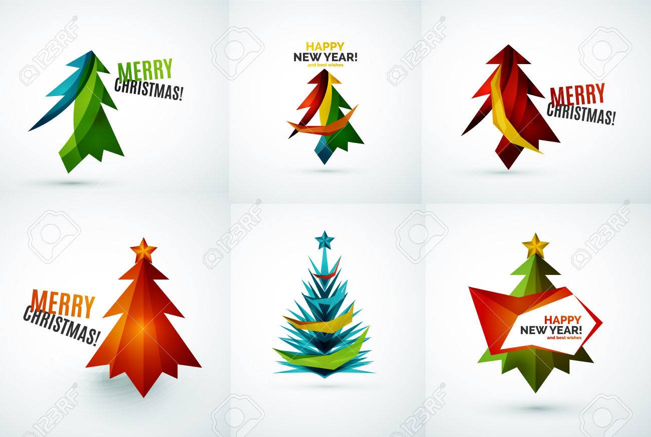 Disegni Geometrici Di Natale.Vettoriale Set Di Albero Di Disegni Geometrici Di Natale Image 34364818