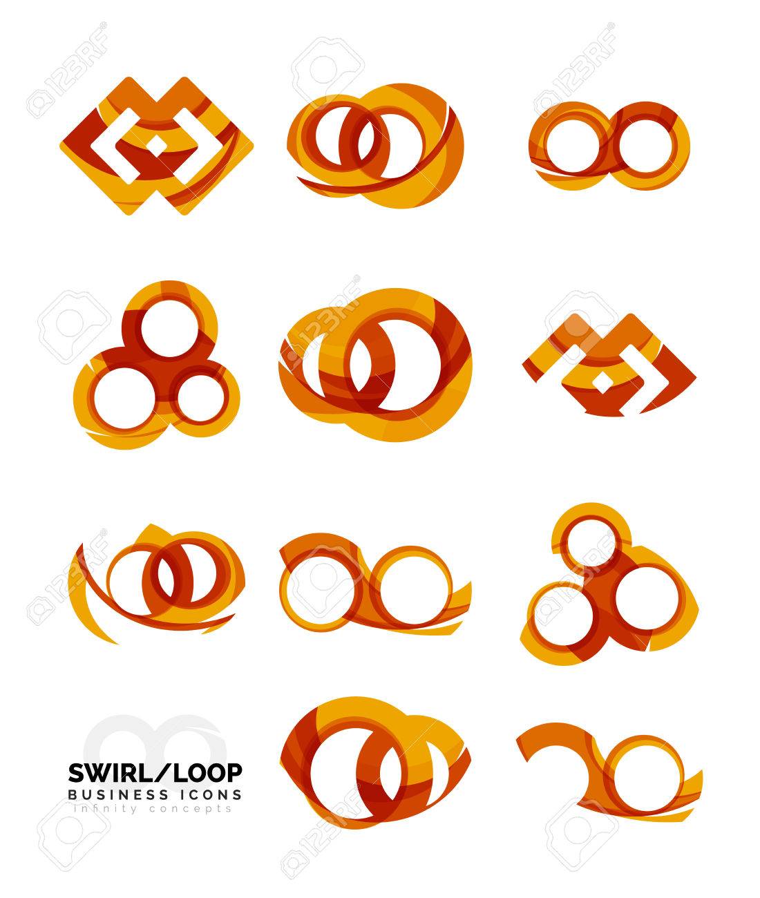 set of infinity concepts loop logo designs modern color flowing wave designs