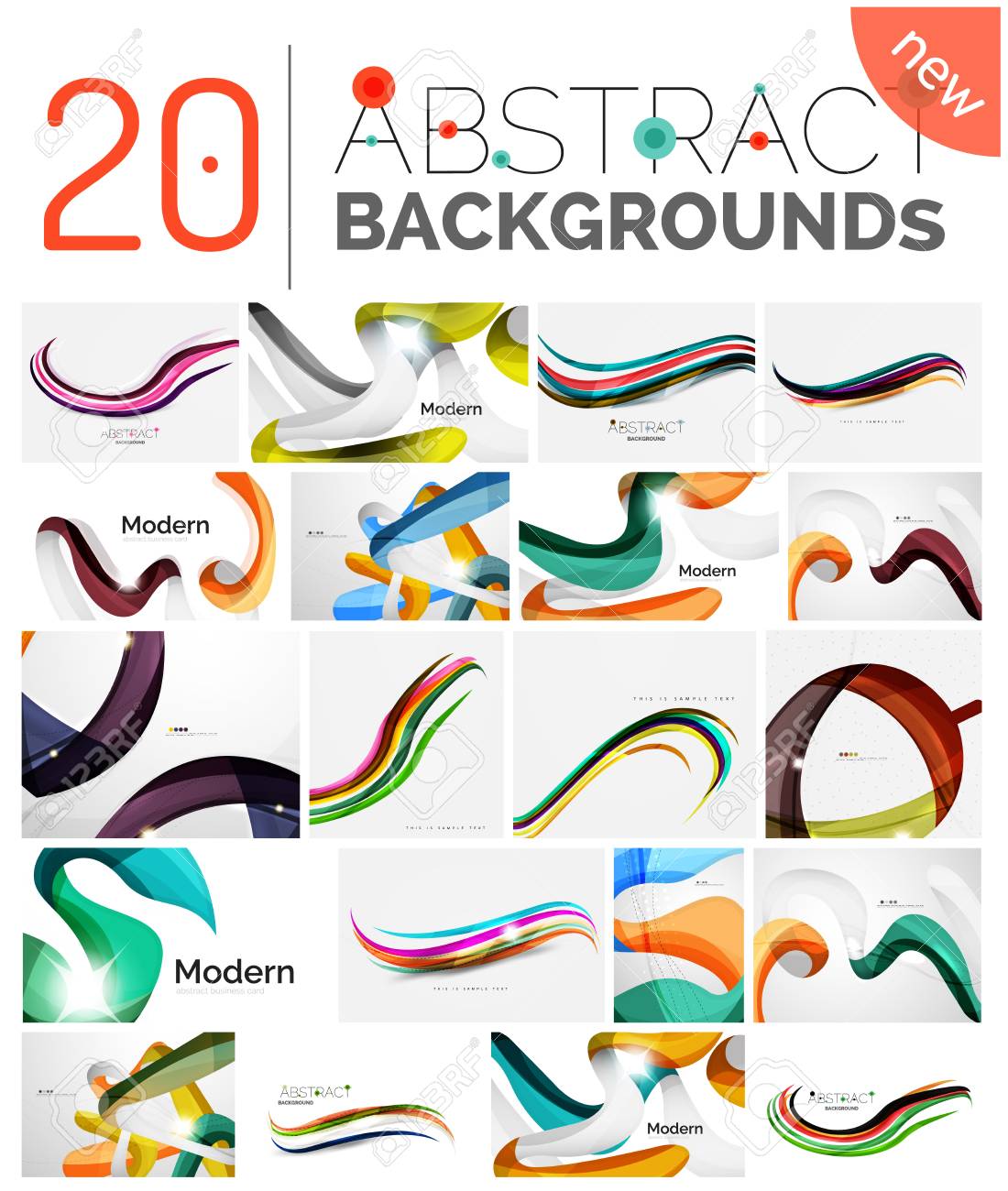 set of abstract color waves unusual various designs transparent waves designs