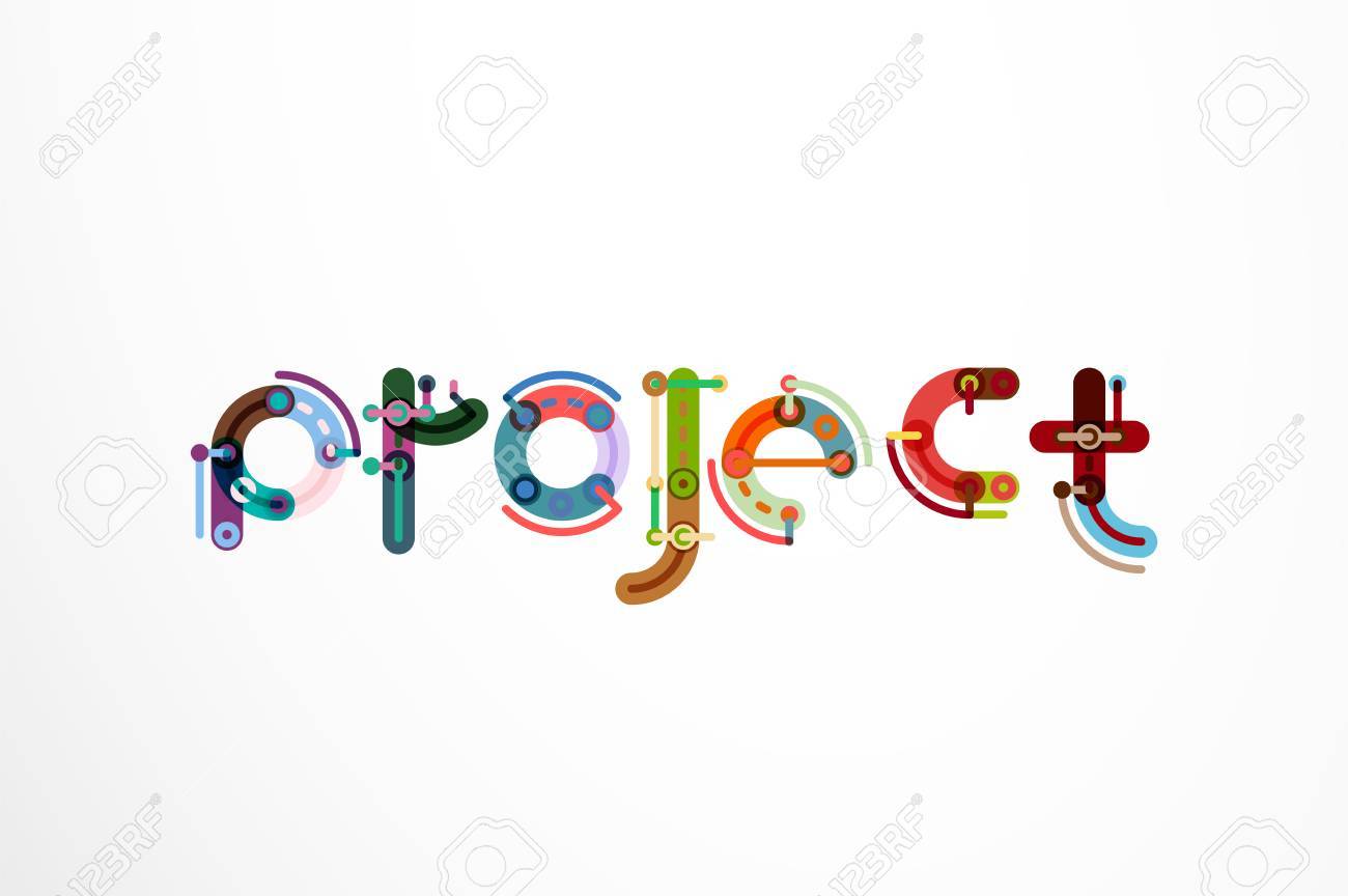 project word letter banner thin line flat design banners for