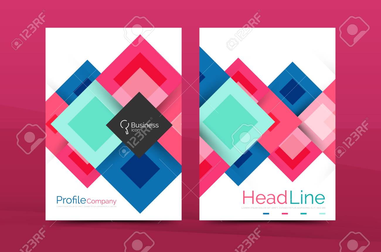 set of front and back a4 size pages business annual report design templates geometric