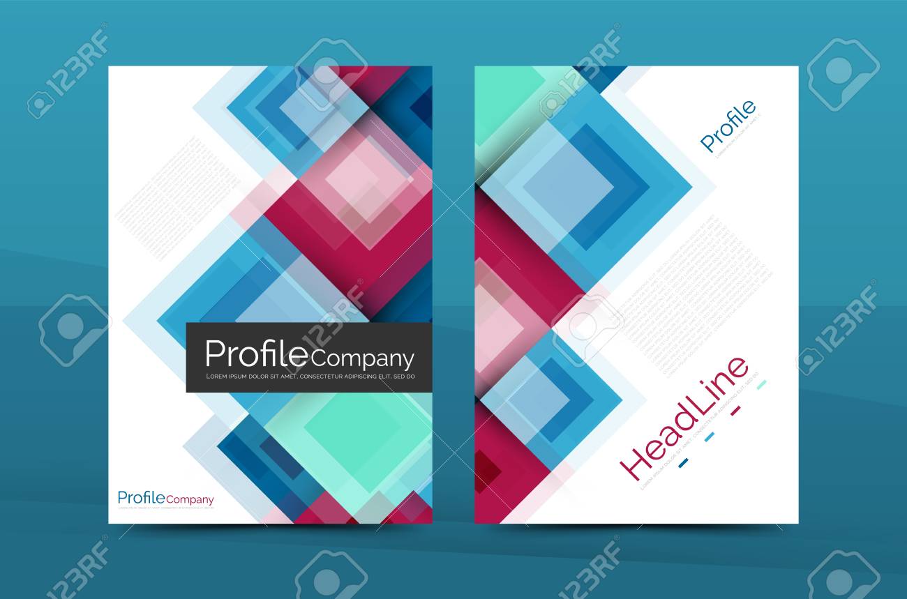 set of front and back a4 size pages business annual report design templates geometric