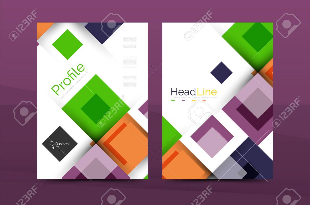 set of front and back a4 size pages business annual report design templates geometric