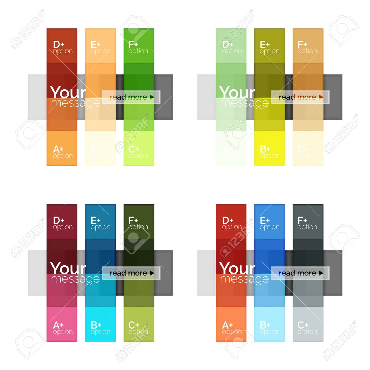 Vector I Modelli Di Infographics Delle Bande Di Colore Con Il Testo Di Opzione Del Campione Isolato Su Bianco Priorità Bassa Di Linea Astratta Di