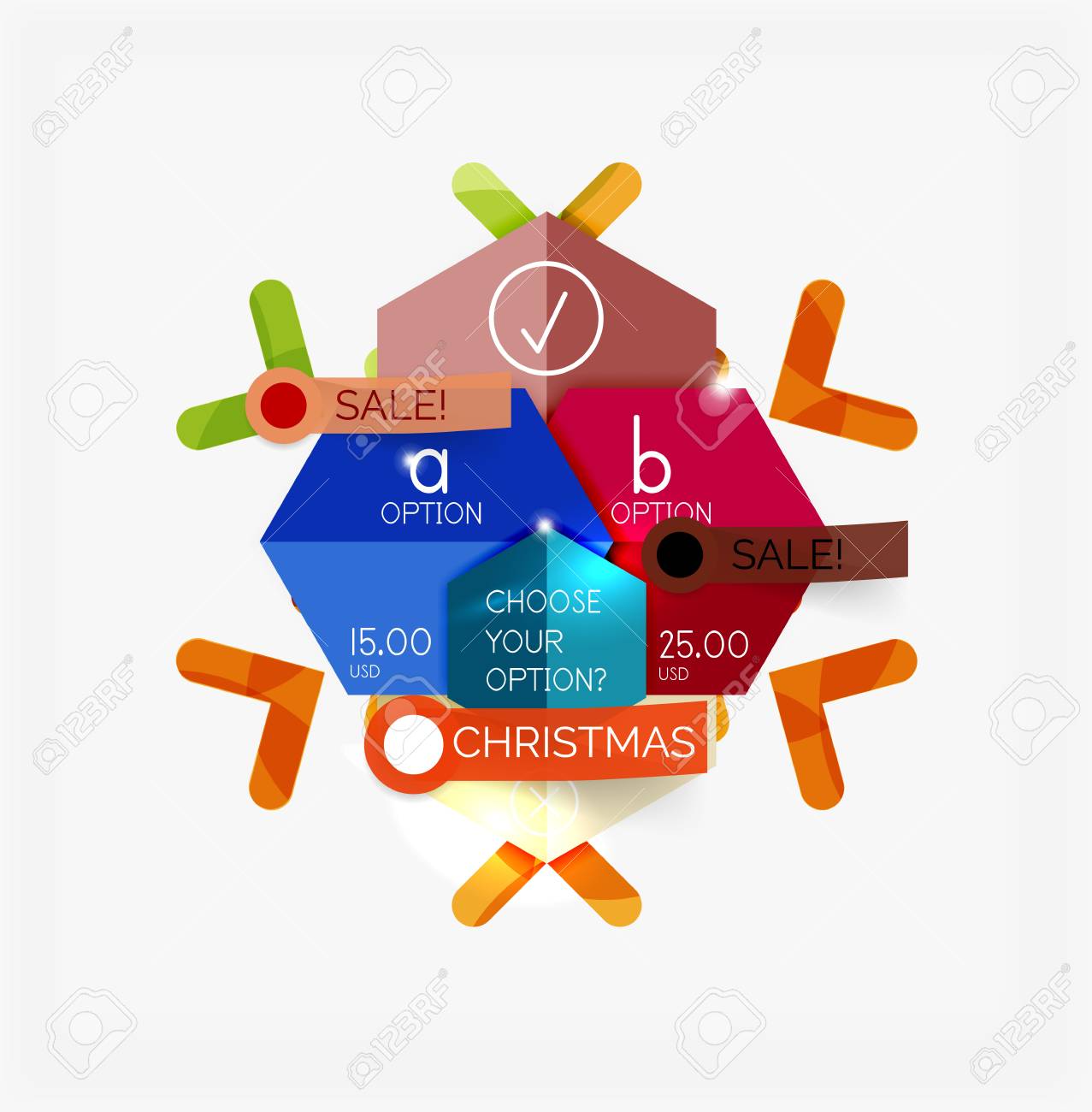 paper new year and christmas labels and stickers modern info