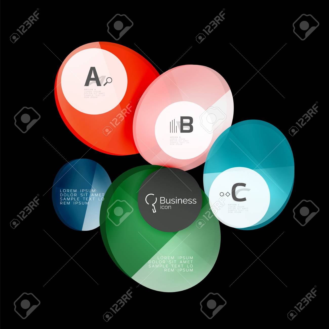 A Vector Glossy Glass Color Circles Speech Bubble Black Vector