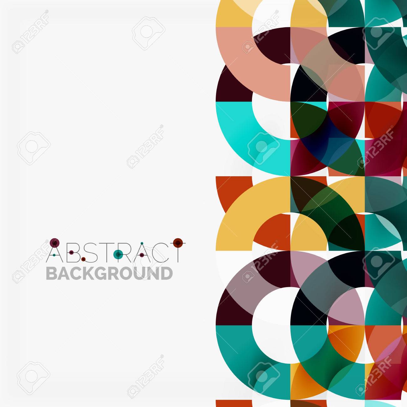 モダンな幾何学模様デザインの灰色の背景にカラフルなリングのイラスト素材 ベクタ Image 5717