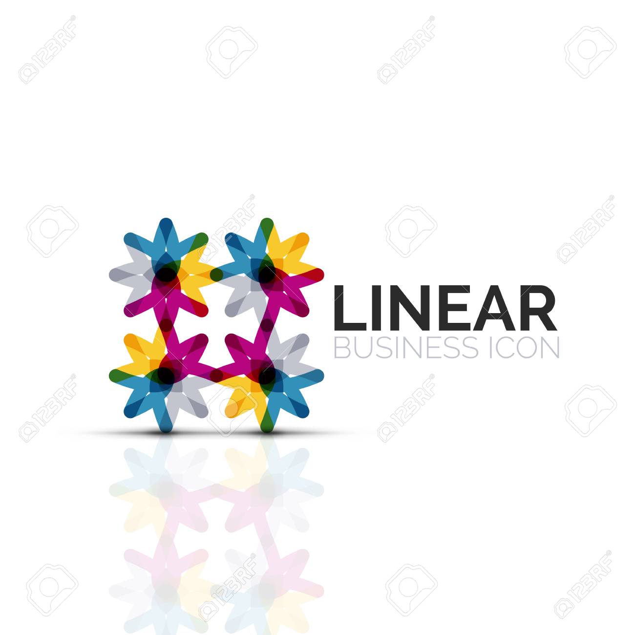 抽象的な花や星 線形細い線のアイコン ライン セグメントで作成されたミニマルなビジネス ジオメトリック 図形シンボルのイラスト素材 ベクタ Image