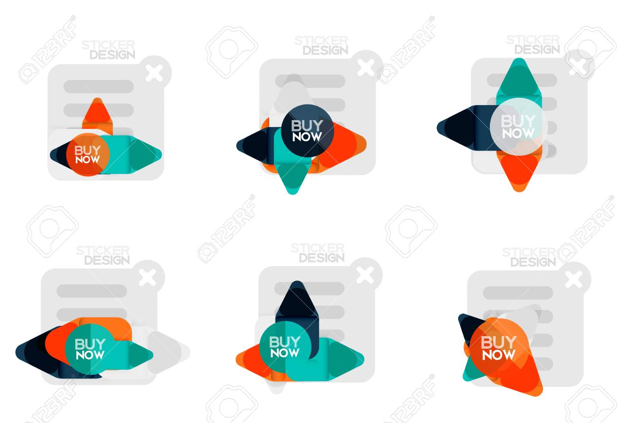 set of flat design geometric stickers and labels price tags