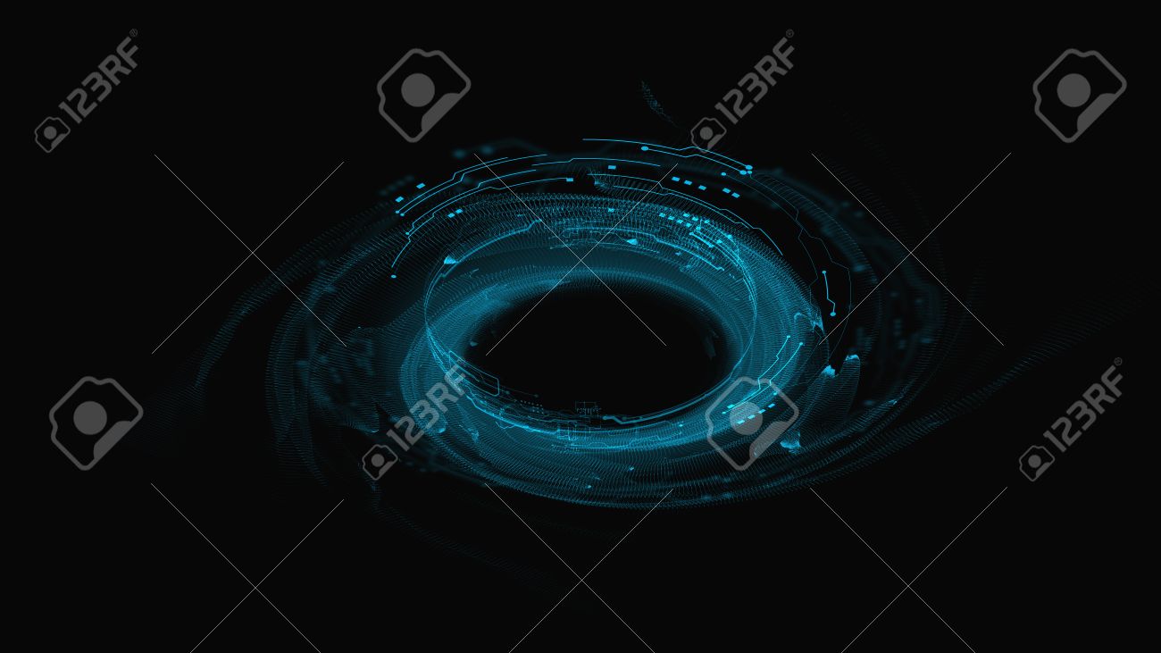 a black hole with futuristic elements on a black background stock user interface element