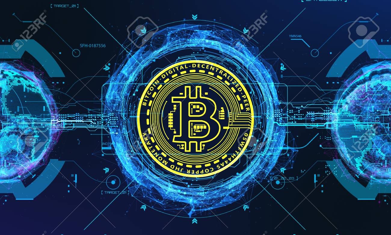 Antecedentes Tecnológicos Con La Moneda Criptográfica Bitcoin Fotos,  retratos, imágenes y fotografía de archivo libres de derecho. Image 95523633