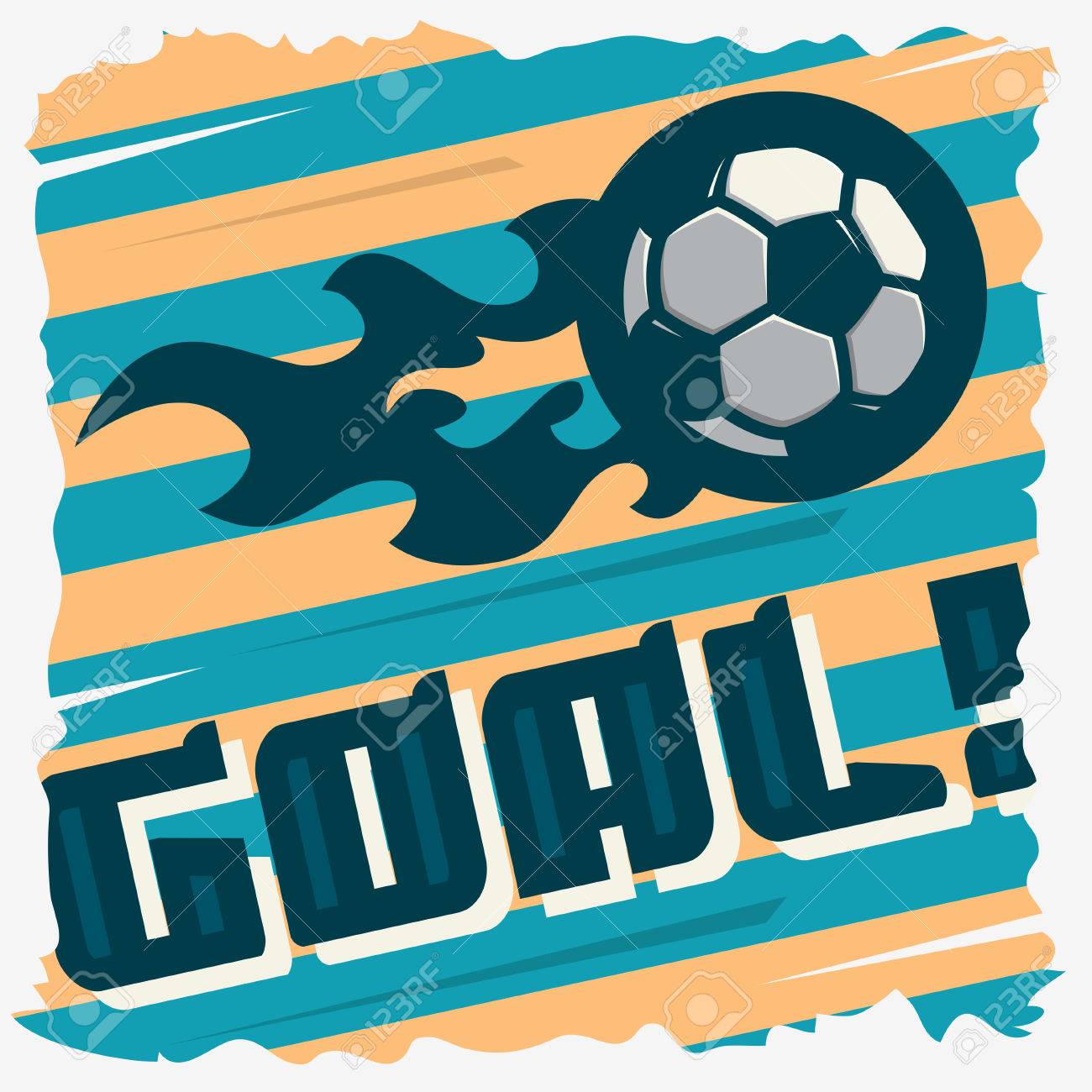 football goal the ball on a fire soccer print design football