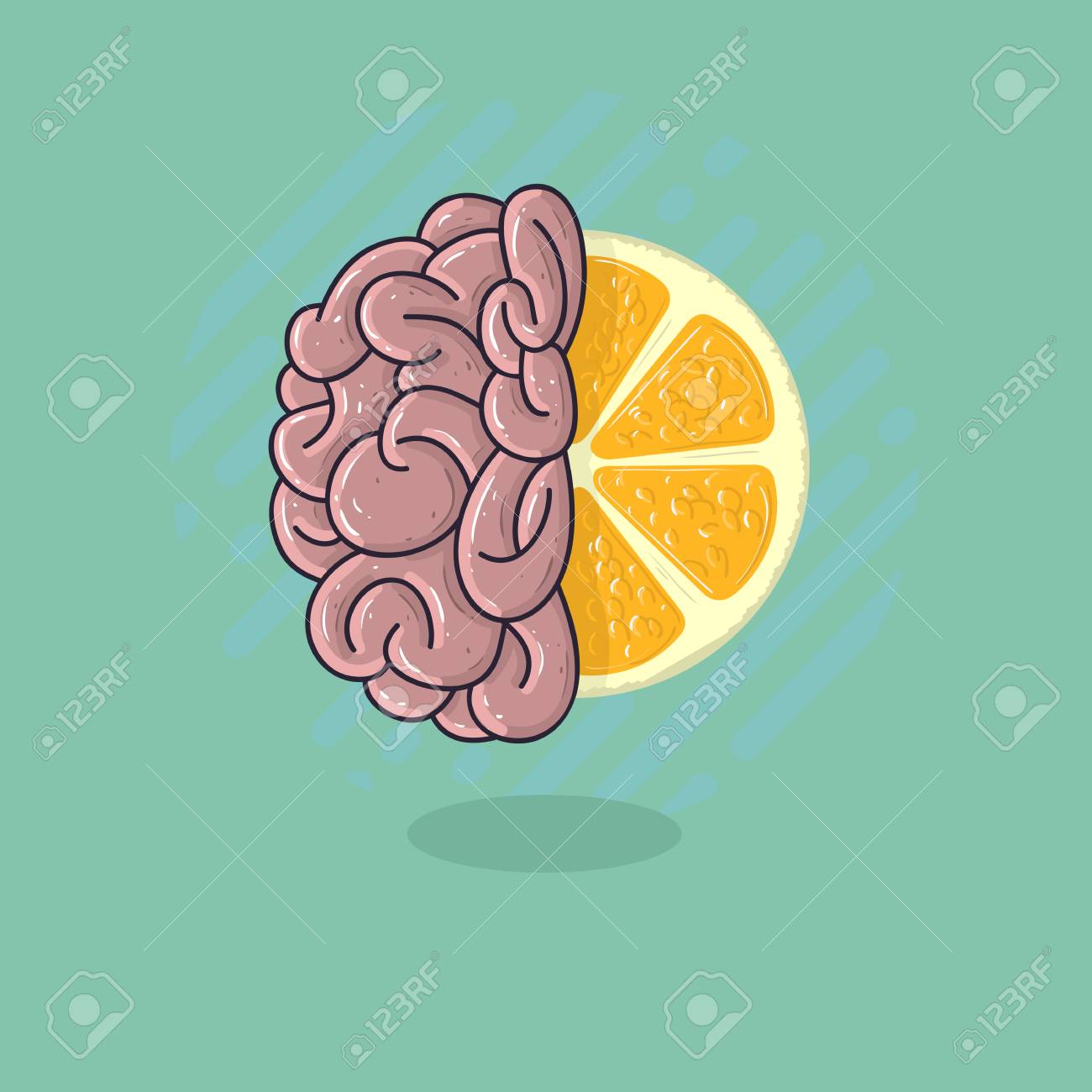 人間の脳は 柑橘系の果物と組み合わせます あなたの Creativit を更新します のイラスト素材 ベクタ Image