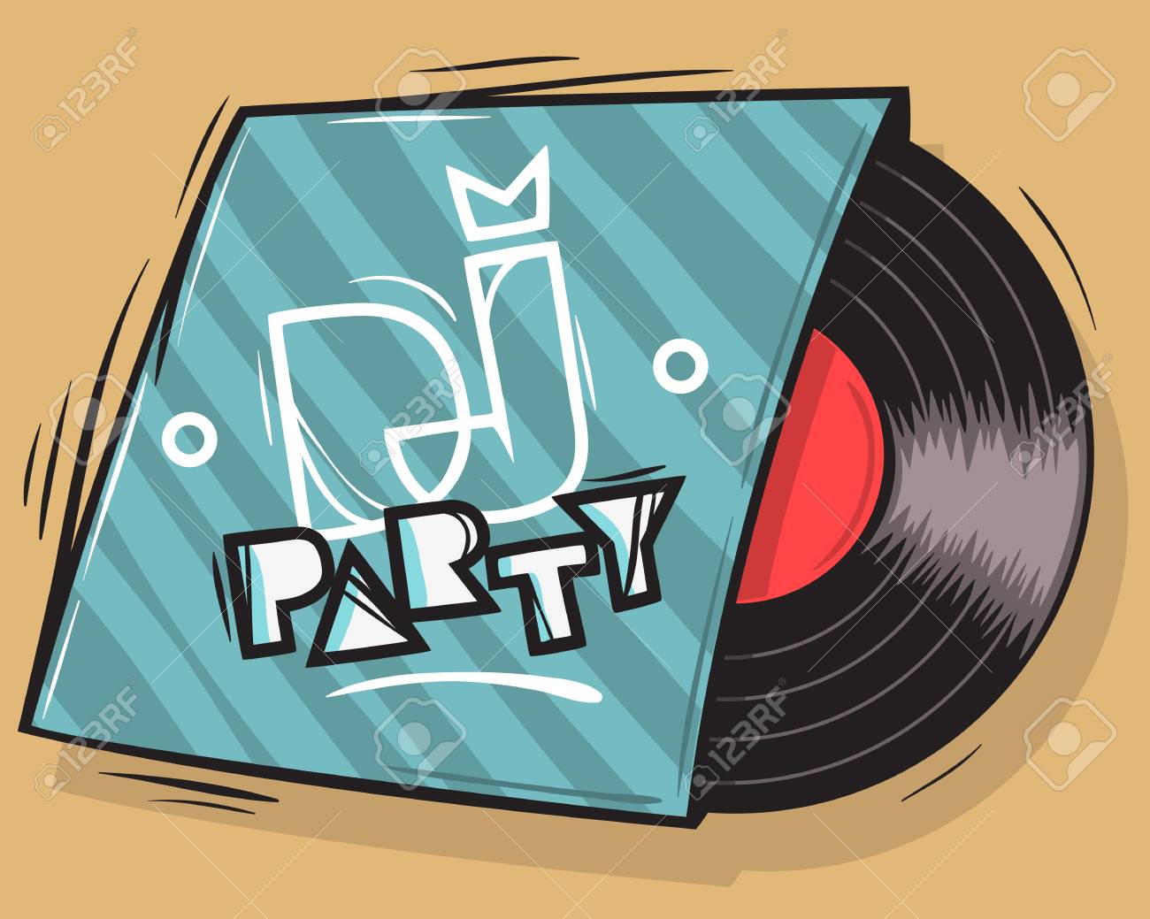 ビニール レコードのパッケージ イラストとポスター デザインの Dj パーティ のイラスト素材 ベクタ Image