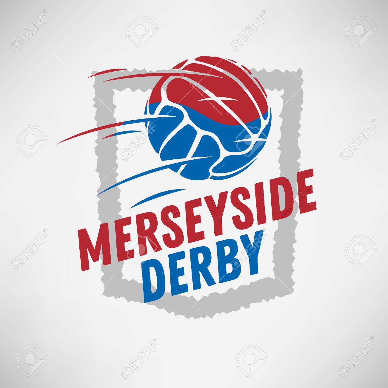 リバプールとマンチェスターのマーシーサイドダービー イギリス イングランド サッカーやサッカーロゴラベルエンブレムデザイン古いボール のイラスト素材 ベクタ Image