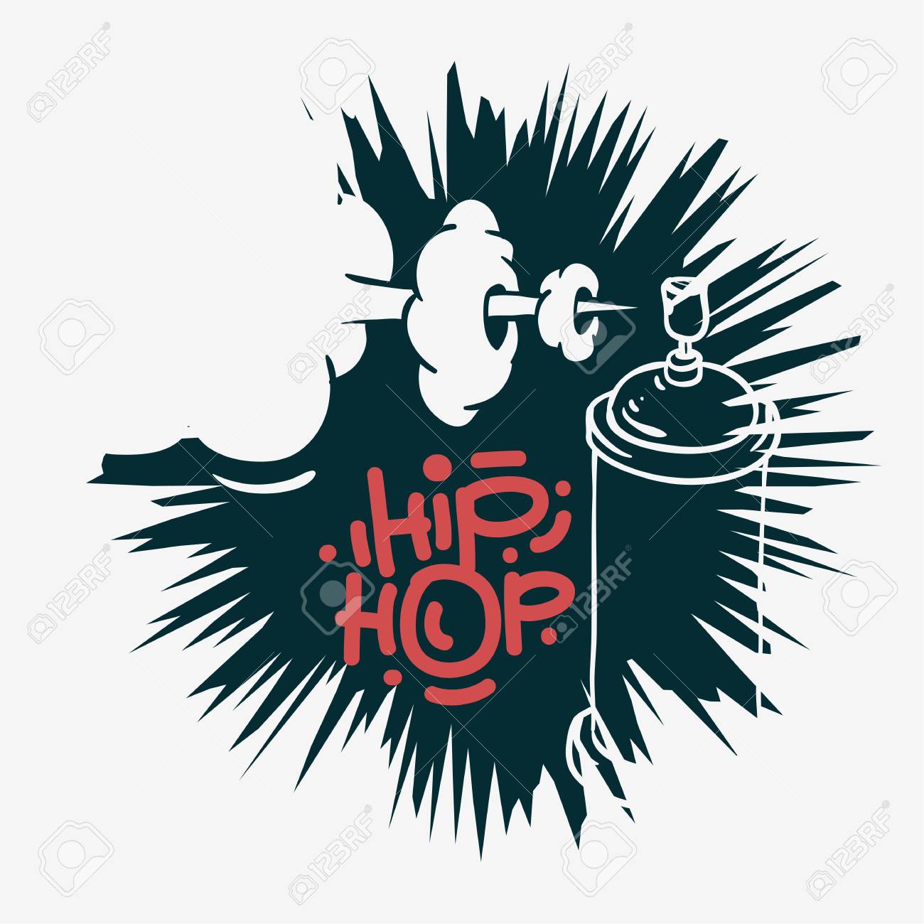 hip hop design with a graffiti spray can baloon artistic cartoon