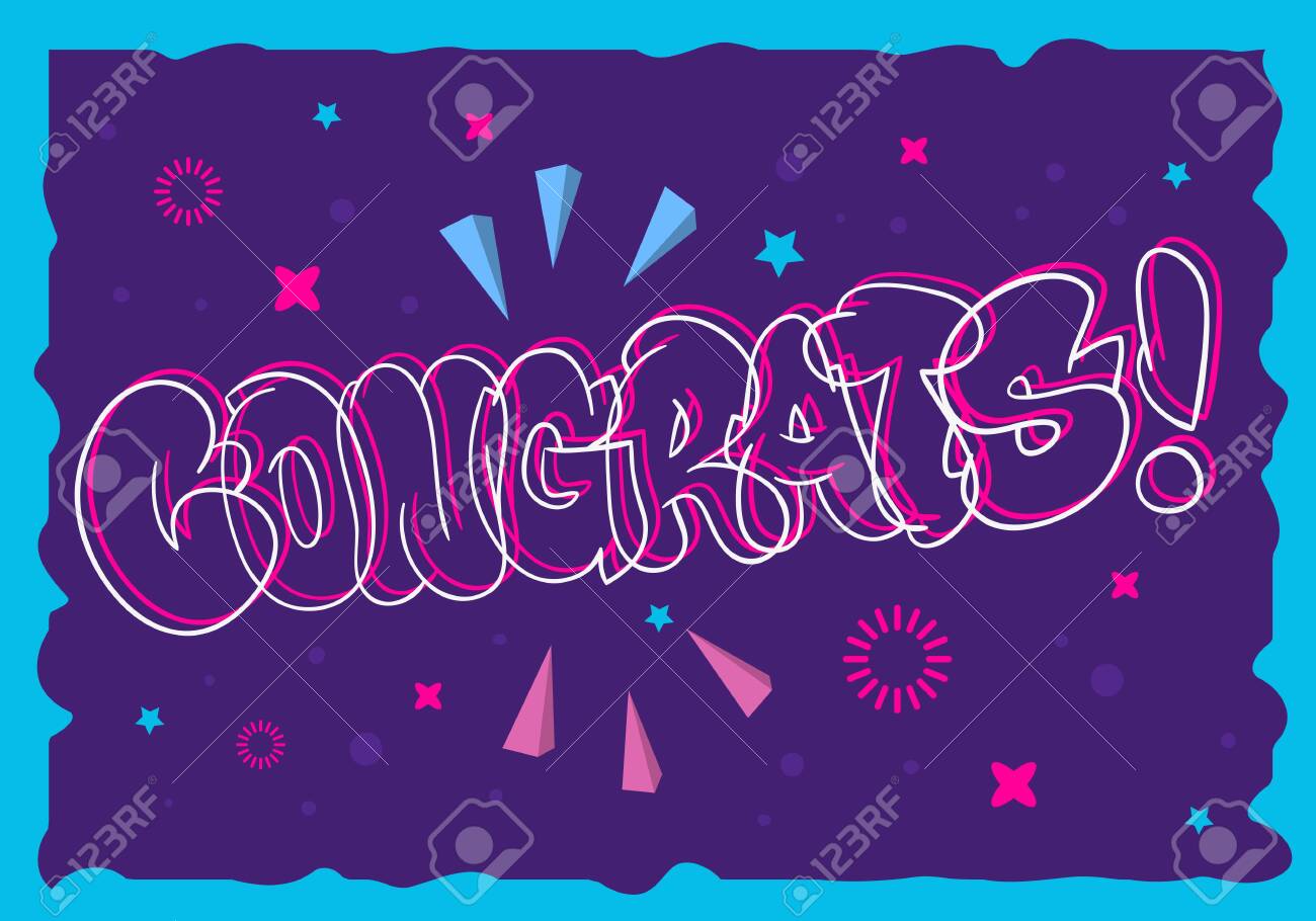 Congratulation Congrats Greeting Card Flyer Poster Hand Drawn ...