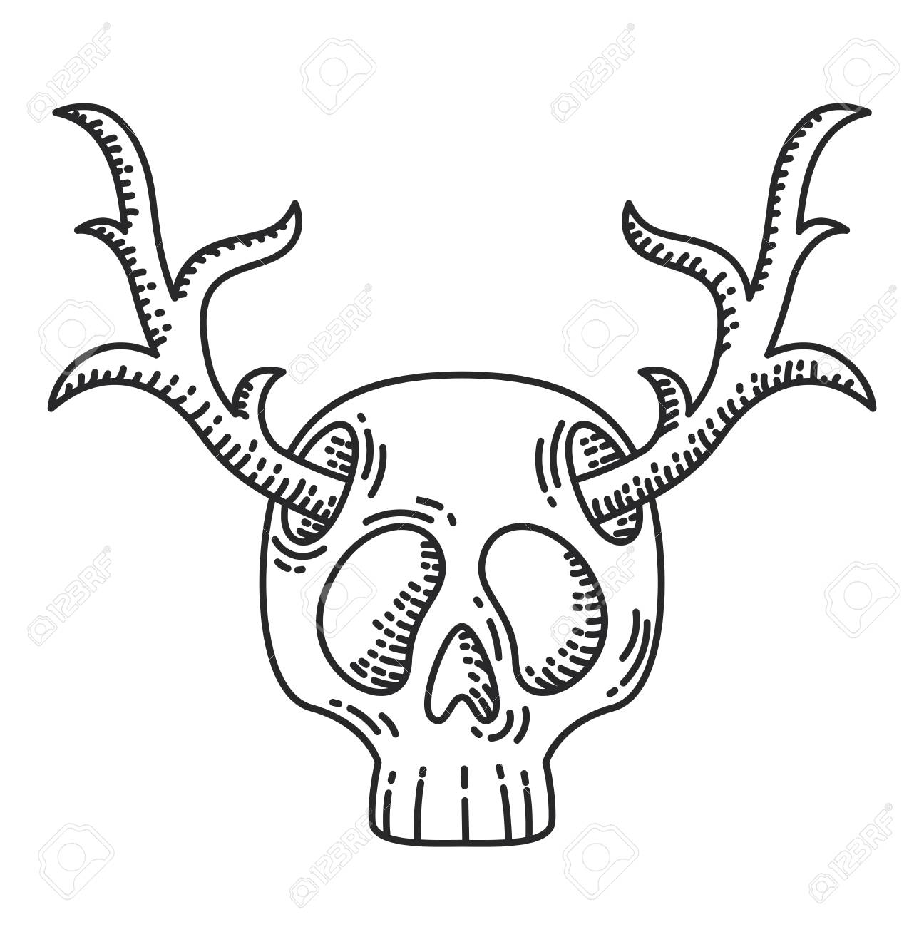 鹿の角図の頭骨 流行に敏感なテーマのイラスト のイラスト素材 ベクタ Image